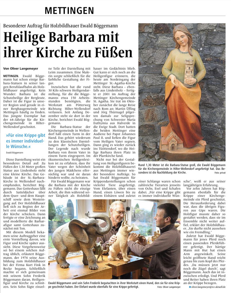 Heilige Barbara mit ihrer Kirche zu Füßen